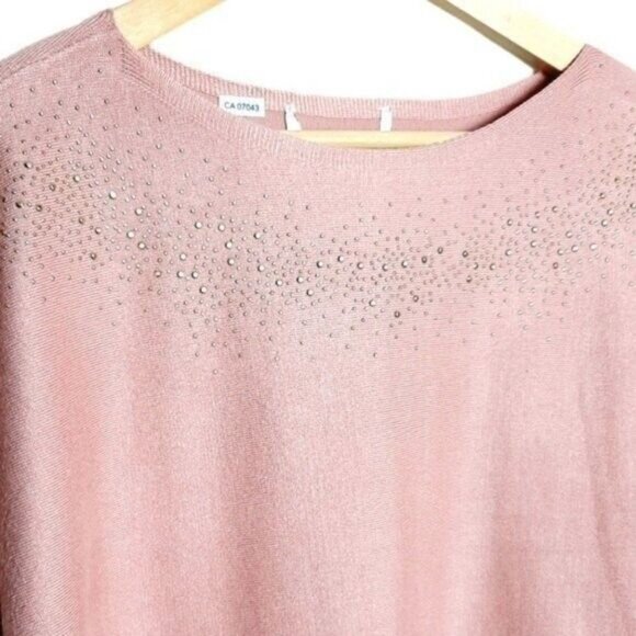89th & Madison Dolman Sleeve Sparkle Light Sweater Pink Sz L - Picture 2 of 9